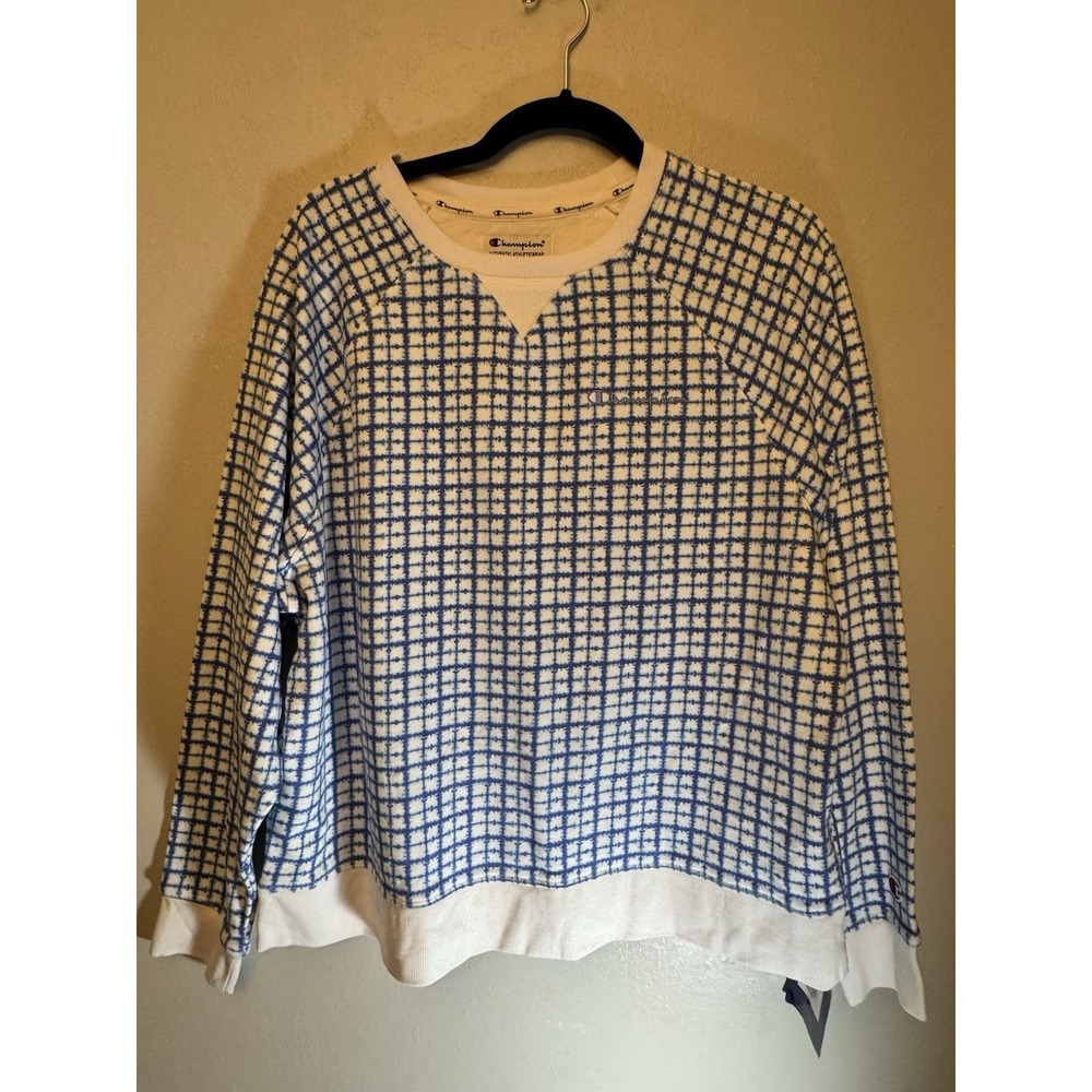 NWT Champion Plus Size Blue/white Plaid Sweatshirt Size 1x‎